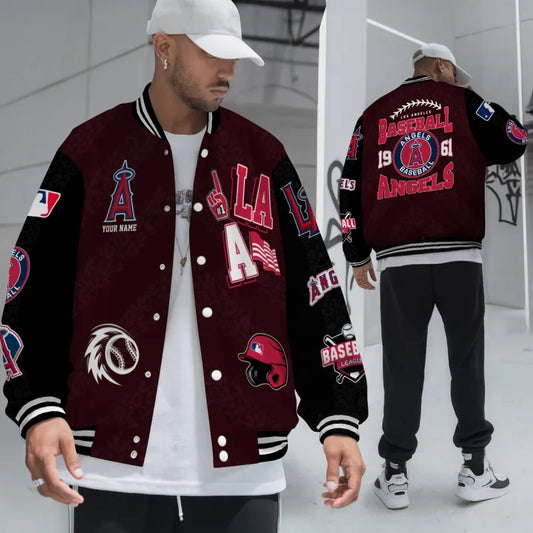 LIMITED EDITION - NEW CUSTOMIZED MLB27 LAA LOS ANGELES ANGELS SATIN VARSITY & BASEBALL JACKETS