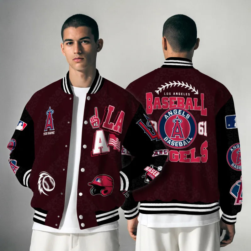 LIMITED EDITION - NEW CUSTOMIZED MLB27 LAA LOS ANGELES ANGELS SATIN VARSITY & BASEBALL JACKETS