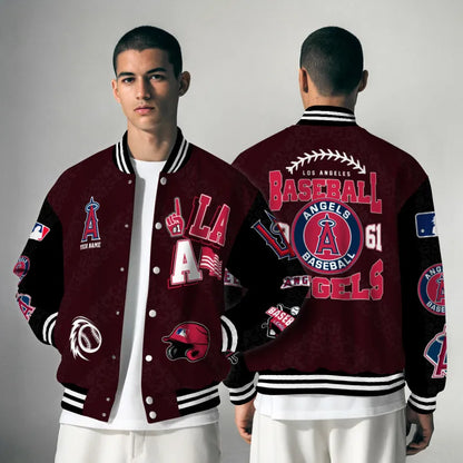 LIMITED EDITION - NEW CUSTOMIZED MLB27 LAA LOS ANGELES ANGELS SATIN VARSITY & BASEBALL JACKETS