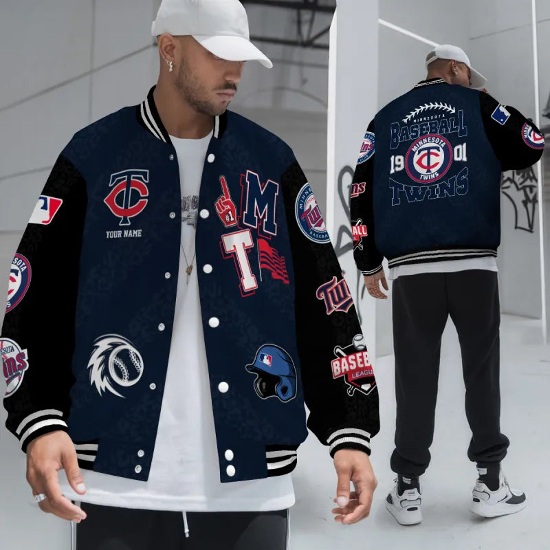 LIMITED EDITION - NEW CUSTOMIZED MLB22 MTS MINNESOTA TWINS SATIN VARSITY & BASEBALL JACKETS