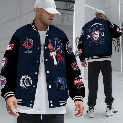 LIMITED EDITION - NEW CUSTOMIZED MLB22 MTS MINNESOTA TWINS SATIN VARSITY & BASEBALL JACKETS
