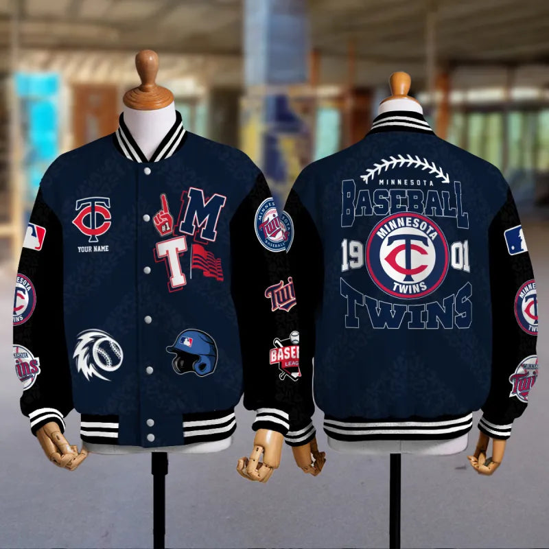 LIMITED EDITION - NEW CUSTOMIZED MLB22 MTS MINNESOTA TWINS SATIN VARSITY & BASEBALL JACKETS