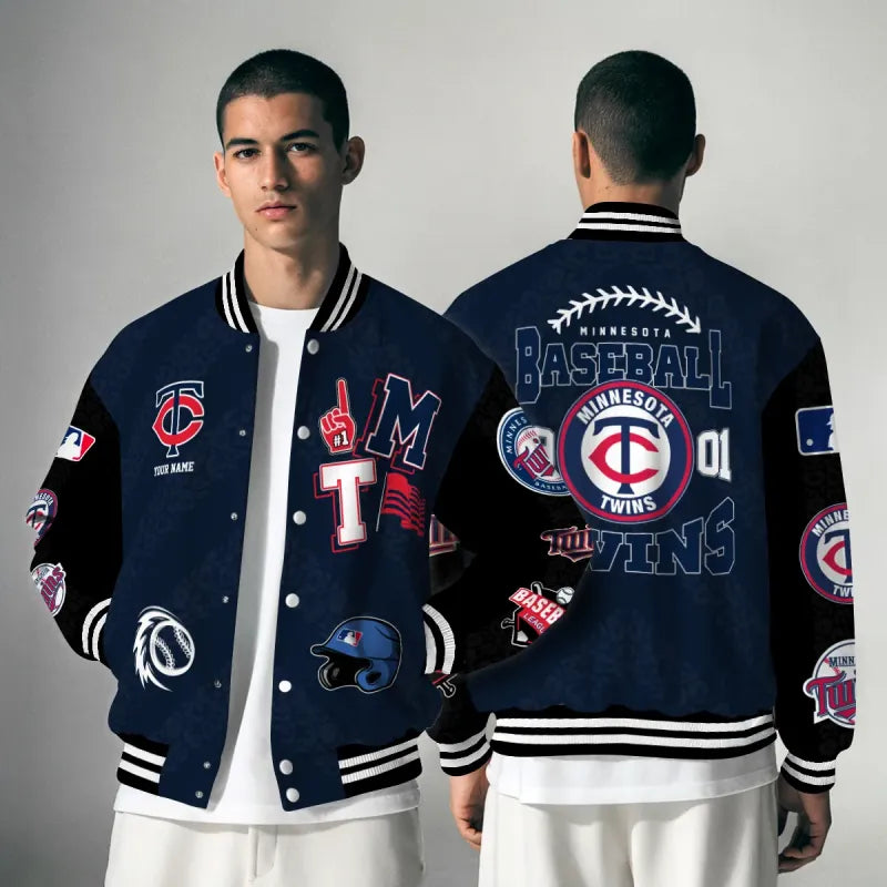 LIMITED EDITION - NEW CUSTOMIZED MLB22 MTS MINNESOTA TWINS SATIN VARSITY & BASEBALL JACKETS
