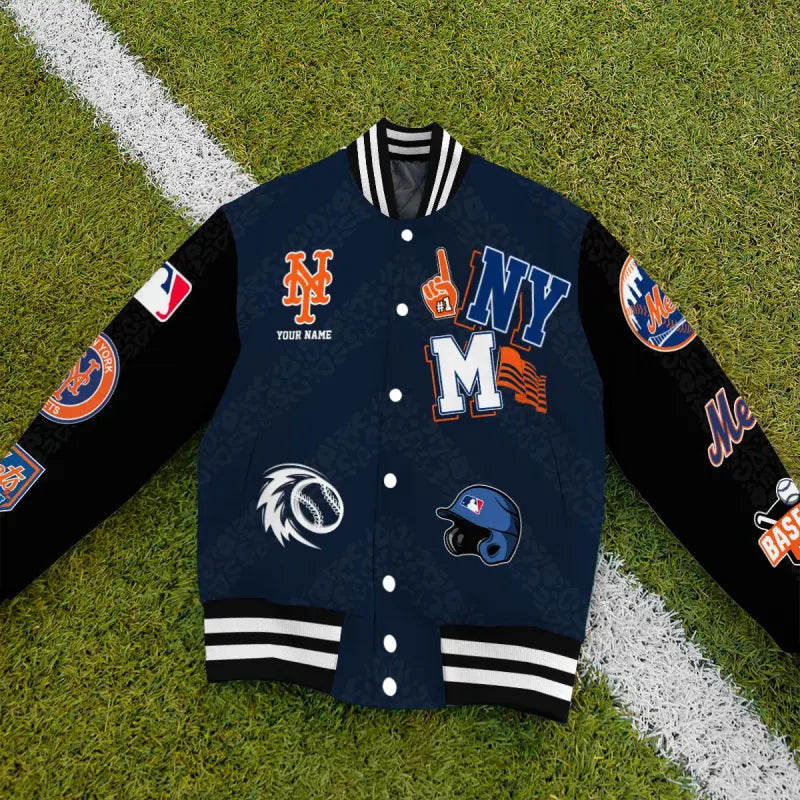 LIMITED EDITION - NEW CUSTOMIZED MLB17 NYM NEW YORK METS SATIN VARSITY & BASEBALL JACKETS