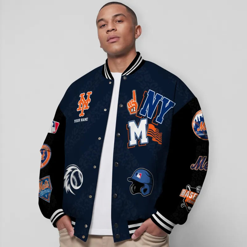 LIMITED EDITION - NEW CUSTOMIZED MLB17 NYM NEW YORK METS SATIN VARSITY & BASEBALL JACKETS