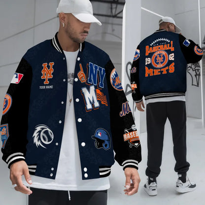 LIMITED EDITION - NEW CUSTOMIZED MLB17 NYM NEW YORK METS SATIN VARSITY & BASEBALL JACKETS