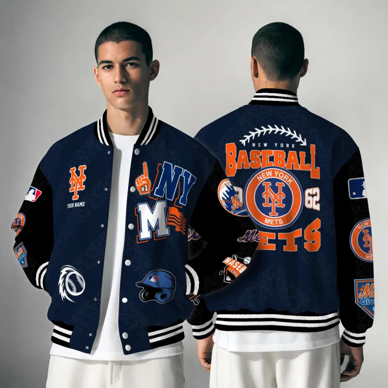 LIMITED EDITION - NEW CUSTOMIZED MLB17 NYM NEW YORK METS SATIN VARSITY & BASEBALL JACKETS