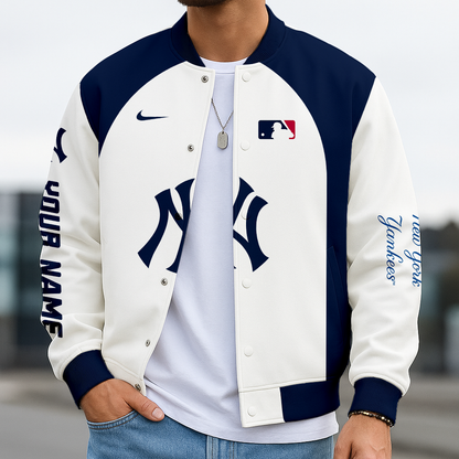 LIMITED EDITION - NEW CUSTOMIZED MLB01 NYY NEW YORK YANKEES BASEBALL JACKET, SATIN VARSITY JACKET