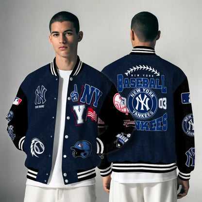 LIMITED EDITION - NEW CUSTOMIZED MLB01 NYY NEW YORK YANKEES SATIN VARSITY & BASEBALL JACKETS