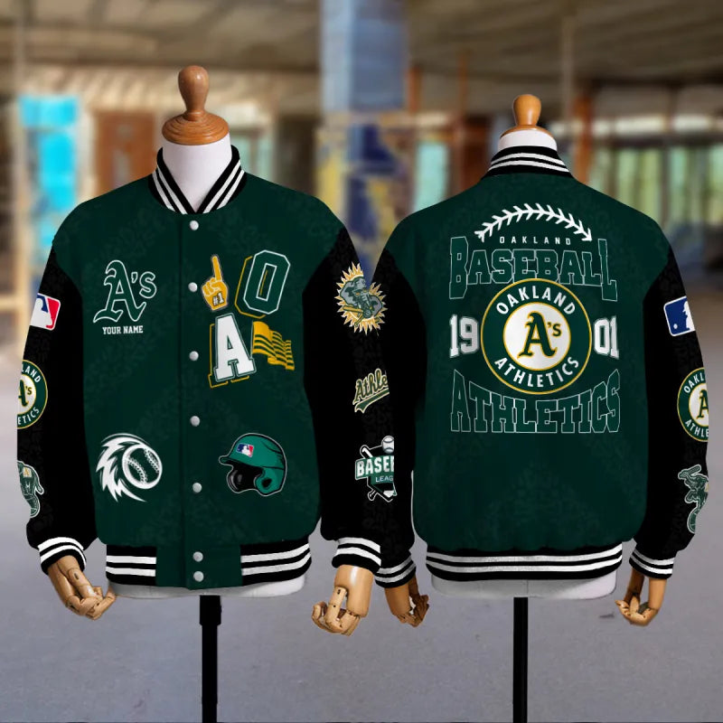 LIMITED EDITION - NEW CUSTOMIZED MLB23 OAS OAKLAND ATHLETICS SATIN VARSITY & BASEBALL JACKETS
