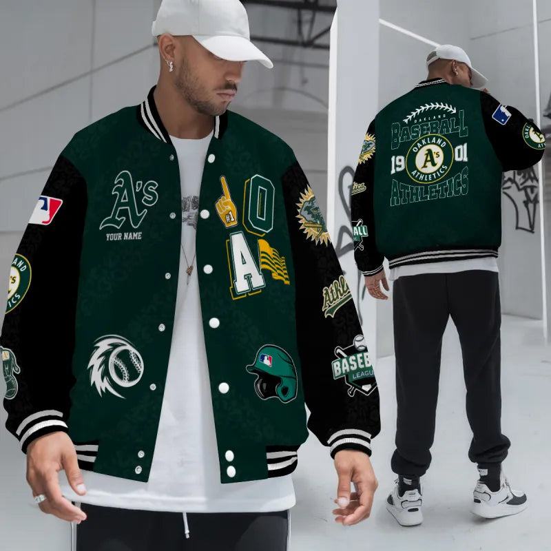 LIMITED EDITION - NEW CUSTOMIZED MLB23 OAS OAKLAND ATHLETICS SATIN VARSITY & BASEBALL JACKETS