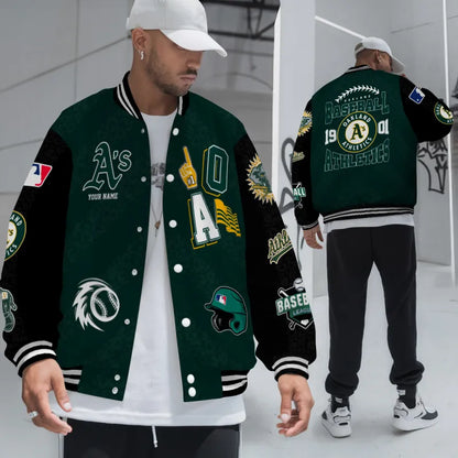 LIMITED EDITION - NEW CUSTOMIZED MLB23 OAS OAKLAND ATHLETICS SATIN VARSITY & BASEBALL JACKETS