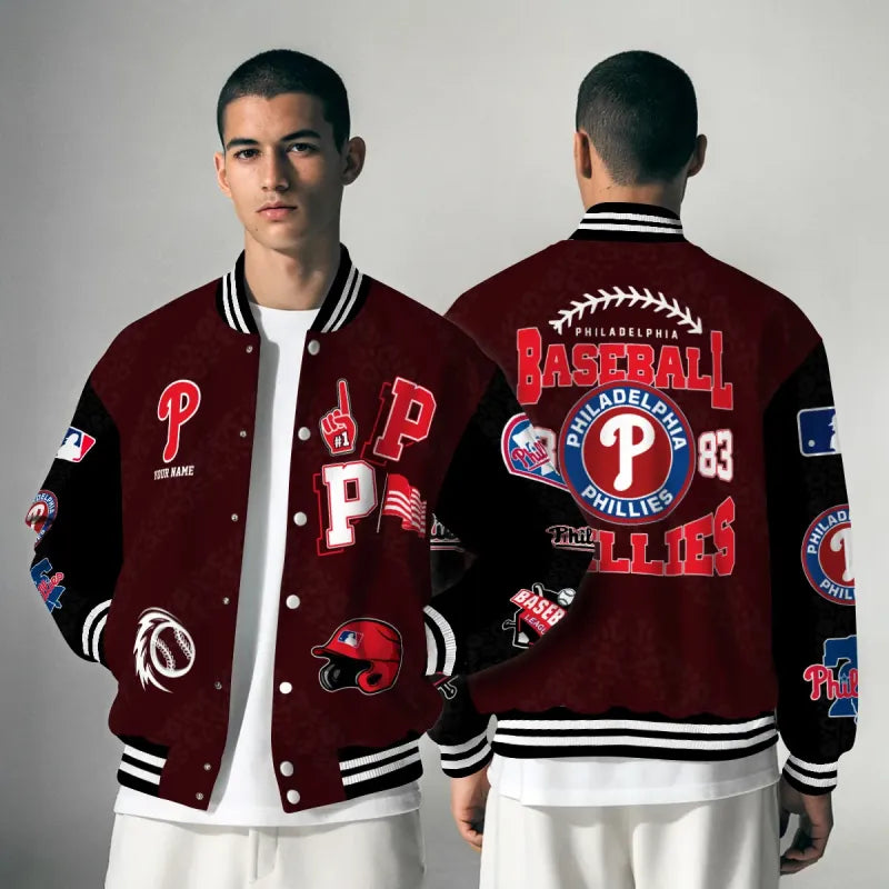 LIMITED EDITION - NEW CUSTOMIZED MLB11 PPS PHILADELPHIA PHILLIES SATIN VARSITY & BASEBALL JACKETS