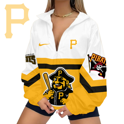 LIMITED EDITION - NEW CUSTOMIZED MLB29 PHP PITTSBURGH PIRATES V-NECK ZIPPER  JACKET