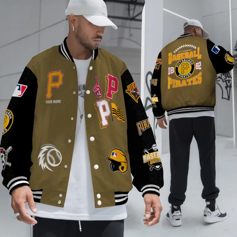 LIMITED EDITION - NEW CUSTOMIZED MLB29 PHP PITTSBURGH PIRATES SATIN VARSITY & BASEBALL JACKETS