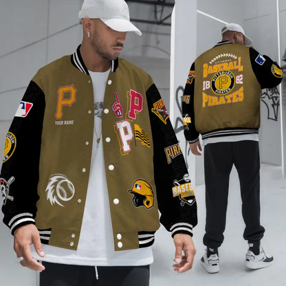 LIMITED EDITION - NEW CUSTOMIZED MLB29 PHP PITTSBURGH PIRATES SATIN VARSITY & BASEBALL JACKETS