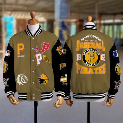 LIMITED EDITION - NEW CUSTOMIZED MLB29 PHP PITTSBURGH PIRATES SATIN VARSITY & BASEBALL JACKETS