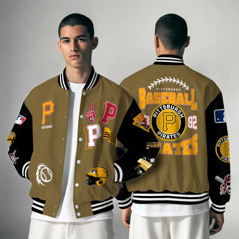 LIMITED EDITION - NEW CUSTOMIZED MLB29 PHP PITTSBURGH PIRATES SATIN VARSITY & BASEBALL JACKETS