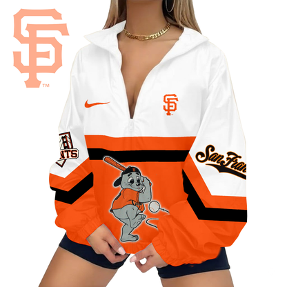LIMITED EDITION - NEW CUSTOMIZED MLB06 SFG SAN FRANCISCO GIANTS V-NECK ZIPPER JACKET