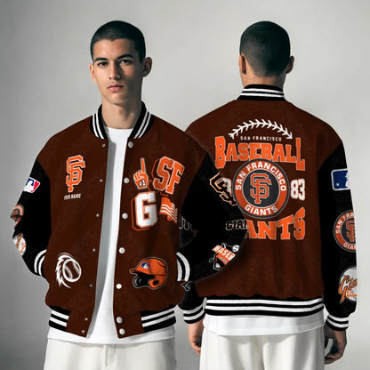 LIMITED EDITION - NEW CUSTOMIZED MLB06 SFG SAN FRANCISCO GIANTS SATIN VARSITY & BASEBALL JACKETS