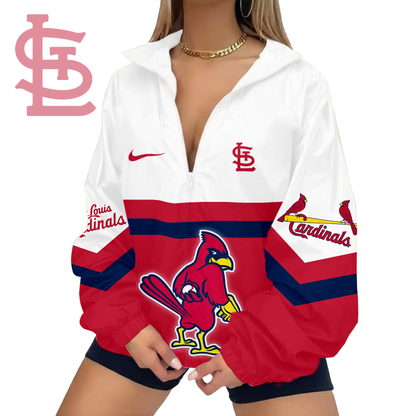 LIMITED EDITION - NEW CUSTOMIZED MLB24 SLC ST. LOUIS CARDINALS V-NECK ZIPPER JACKET