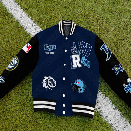 LIMITED EDITION - NEW CUSTOMIZED MLB21 TBR TAMPA BAY RAYS SATIN VARSITY & BASEBALL JACKETS