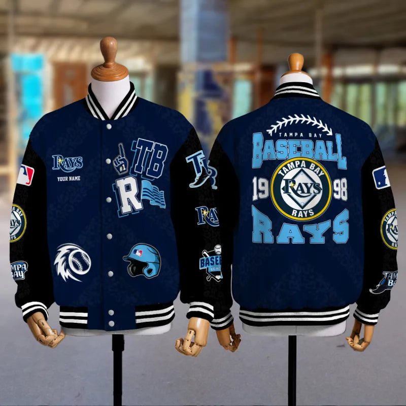 LIMITED EDITION - NEW CUSTOMIZED MLB21 TBR TAMPA BAY RAYS SATIN VARSITY & BASEBALL JACKETS