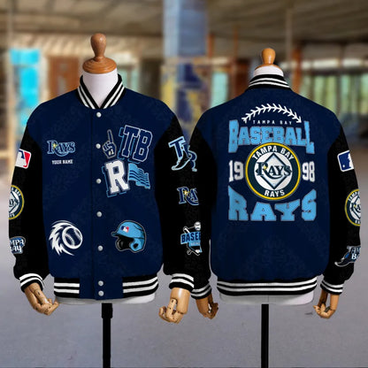 LIMITED EDITION - NEW CUSTOMIZED MLB21 TBR TAMPA BAY RAYS SATIN VARSITY & BASEBALL JACKETS