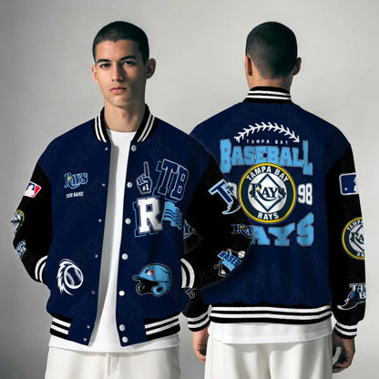 LIMITED EDITION - NEW CUSTOMIZED MLB21 TBR TAMPA BAY RAYS SATIN VARSITY & BASEBALL JACKETS
