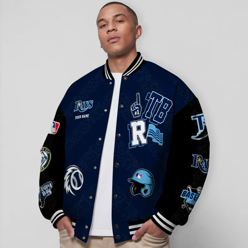 LIMITED EDITION - NEW CUSTOMIZED MLB21 TBR TAMPA BAY RAYS SATIN VARSITY & BASEBALL JACKETS