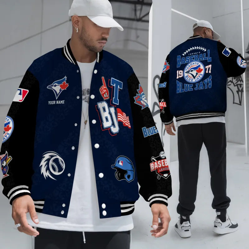 LIMITED EDITION - NEW CUSTOMIZED MLB12 TBJ TORONTO BLUE JAYS SATIN VARSITY & BASEBALL JACKETS