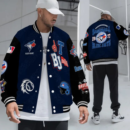 LIMITED EDITION - NEW CUSTOMIZED MLB12 TBJ TORONTO BLUE JAYS SATIN VARSITY & BASEBALL JACKETS