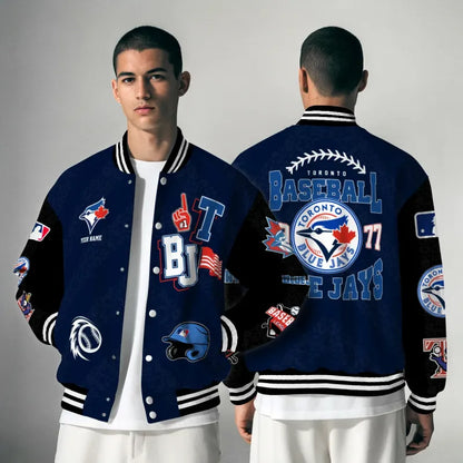 LIMITED EDITION - NEW CUSTOMIZED MLB12 TBJ TORONTO BLUE JAYS SATIN VARSITY & BASEBALL JACKETS