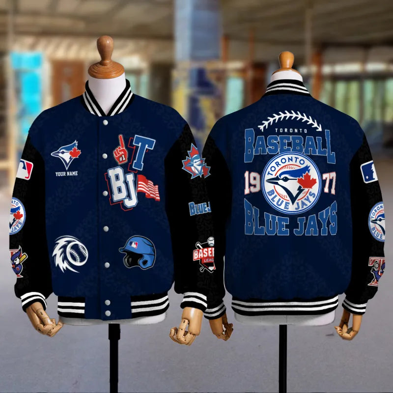 LIMITED EDITION - NEW CUSTOMIZED MLB12 TBJ TORONTO BLUE JAYS SATIN VARSITY & BASEBALL JACKETS