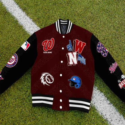 LIMITED EDITION - NEW CUSTOMIZED MLB28 WNS WASHINGTON NATIONALS SATIN VARSITY & BASEBALL JACKETS