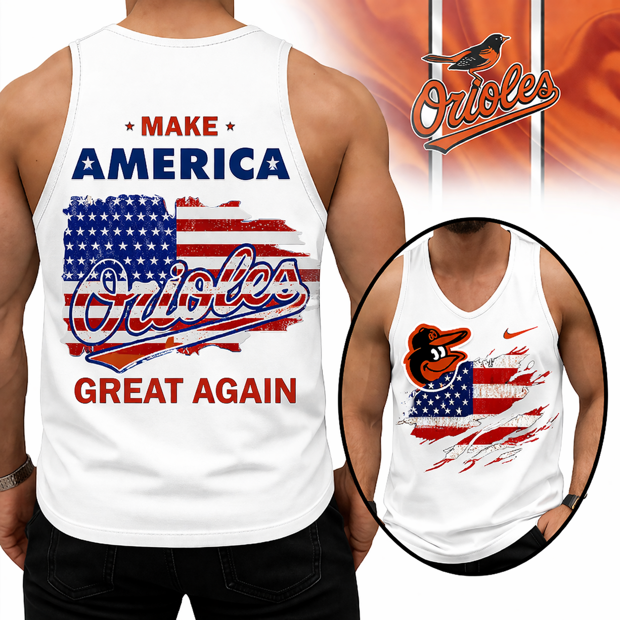 LIMITED EDITION - NEW CUSTOMIZED MLB25 BOS BALTIMORE ORIOLES UNISEX TANK TOP