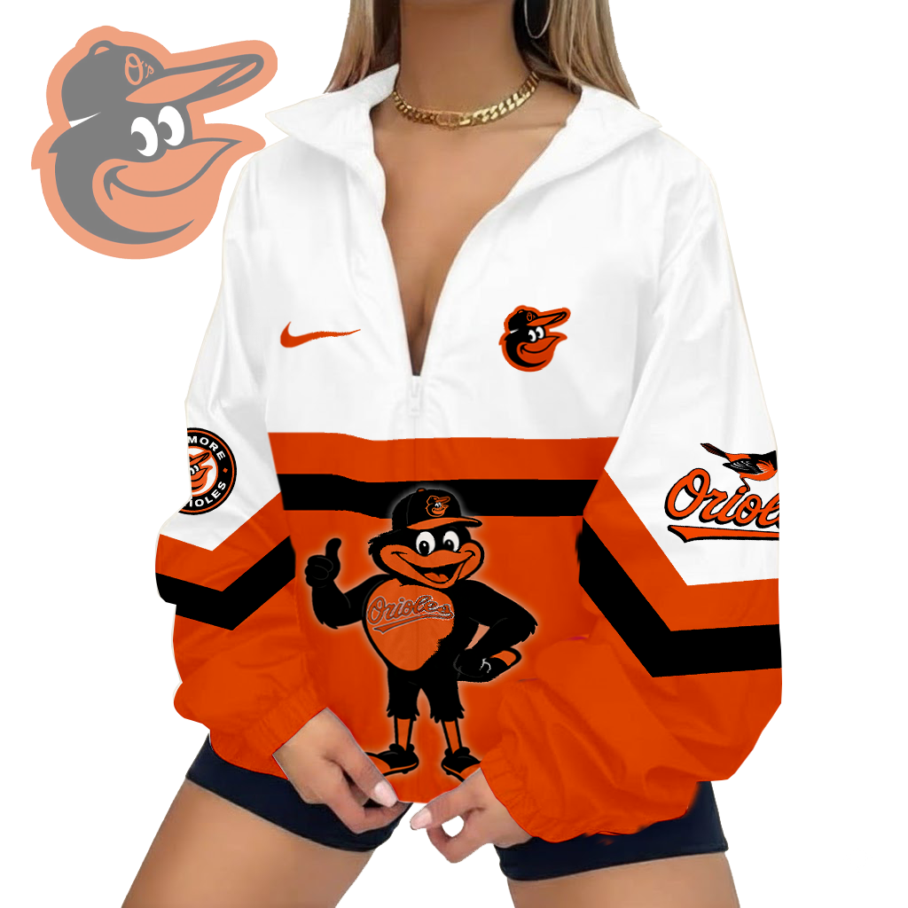 LIMITED EDITION - NEW CUSTOMIZED MLB25 BOS BALTIMORE ORIOLES V-NECK ZIPPER JACKET