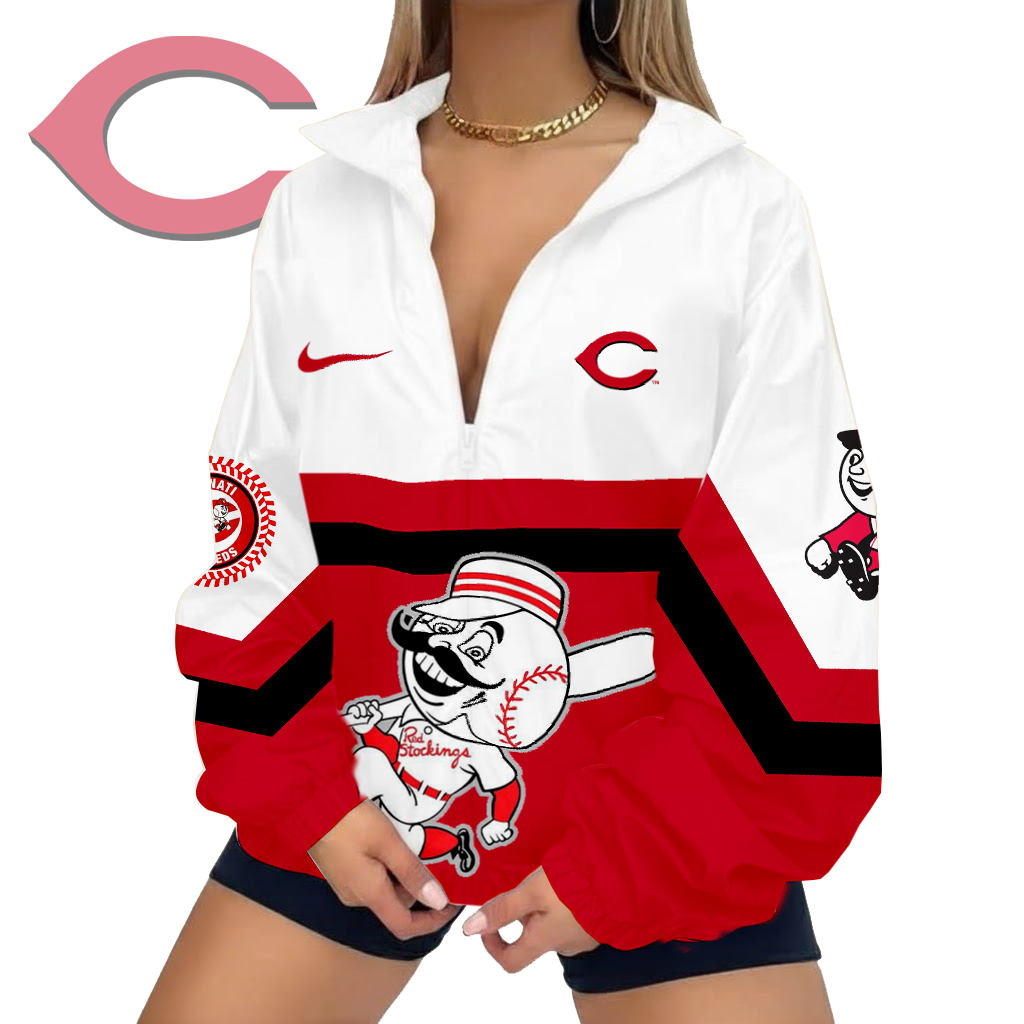 LIMITED EDITION - NEW CUSTOMIZED MLB05 CRS CINCINNATI REDS V-NECK ZIPPER JACKET
