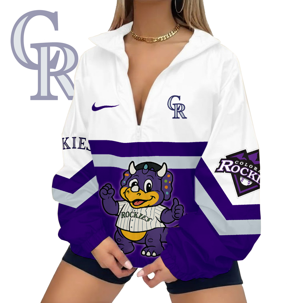 LIMITED EDITION - NEW CUSTOMIZED MLB30 COR COLORADO ROCKIES V-NECK ZIPPER JACKET