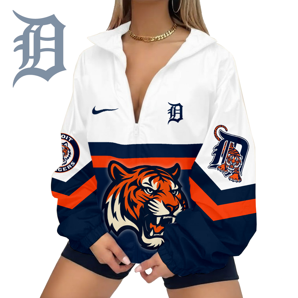 LIMITED EDITION - NEW CUSTOMIZED MLB16 DTS DETROIT TIGERS V-NECK ZIPPER JACKET