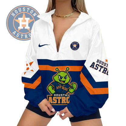 LIMITED EDITION - NEW CUSTOMIZED MLB10 HAS HOUSTON ASTROS V-NECK ZIPPER JACKET