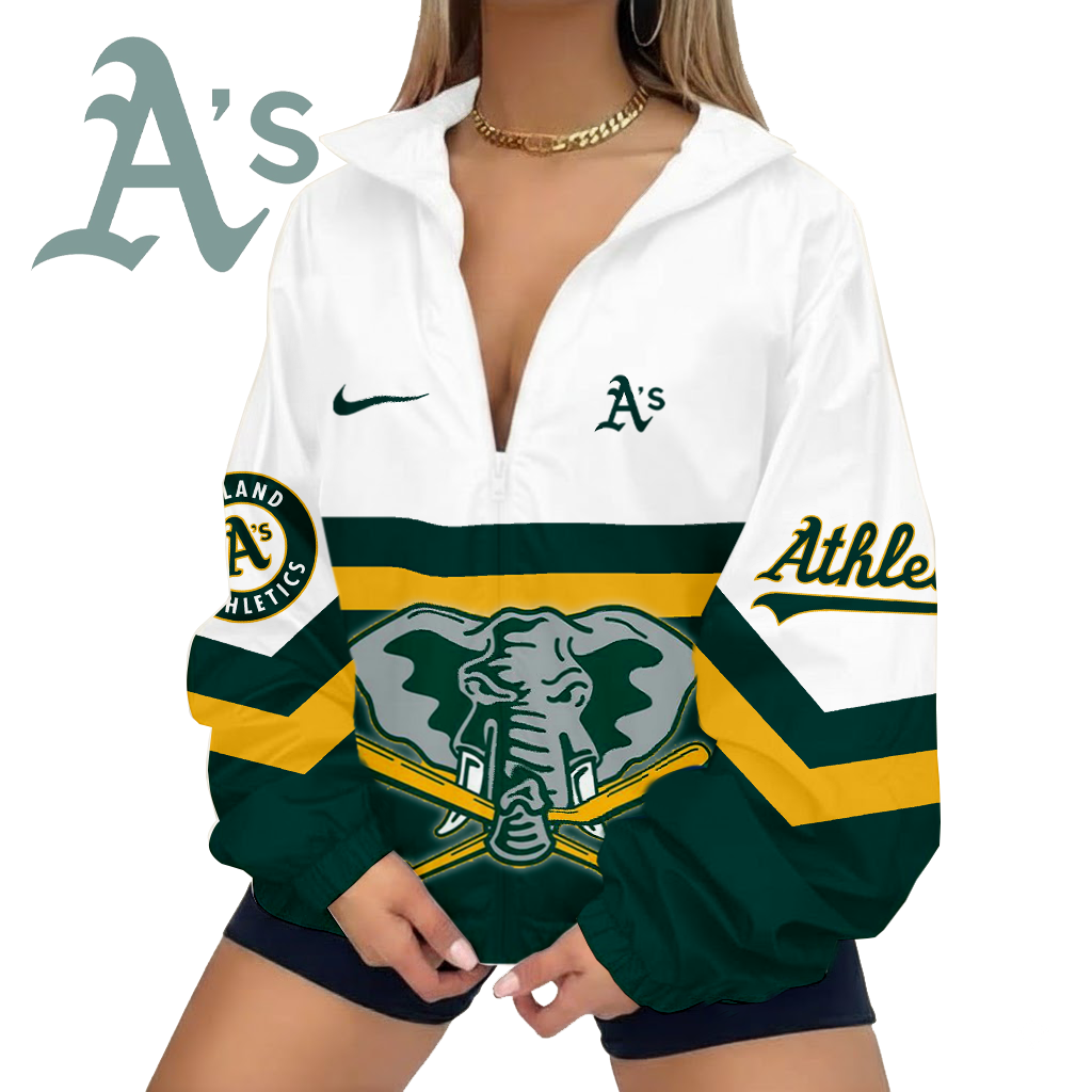 LIMITED EDITION - NEW CUSTOMIZED MLB23 OAS OAKLAND ATHLETICS V-NECK ZIPPER JACKET