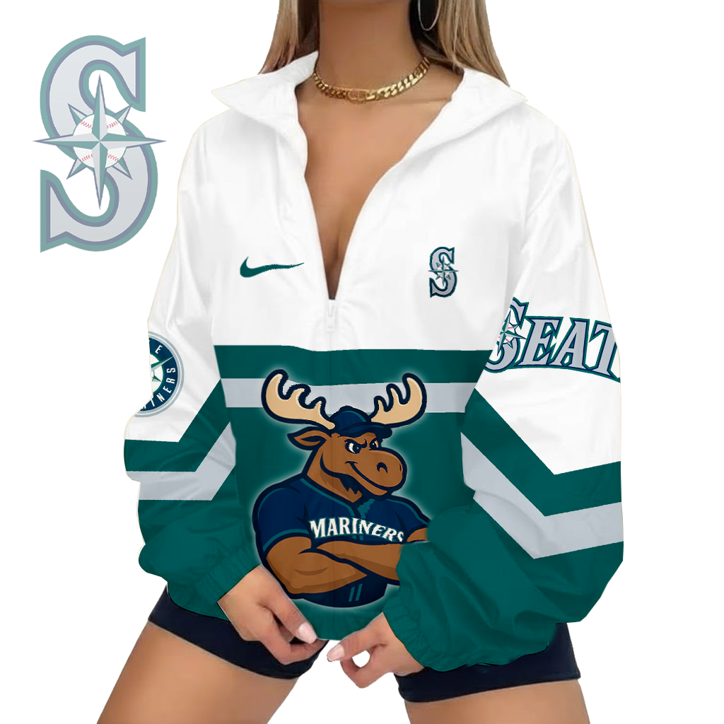 LIMITED EDITION - NEW CUSTOMIZED MLB14 SMS SEATTLE MARINERS V-NECK ZIPPER JACKET