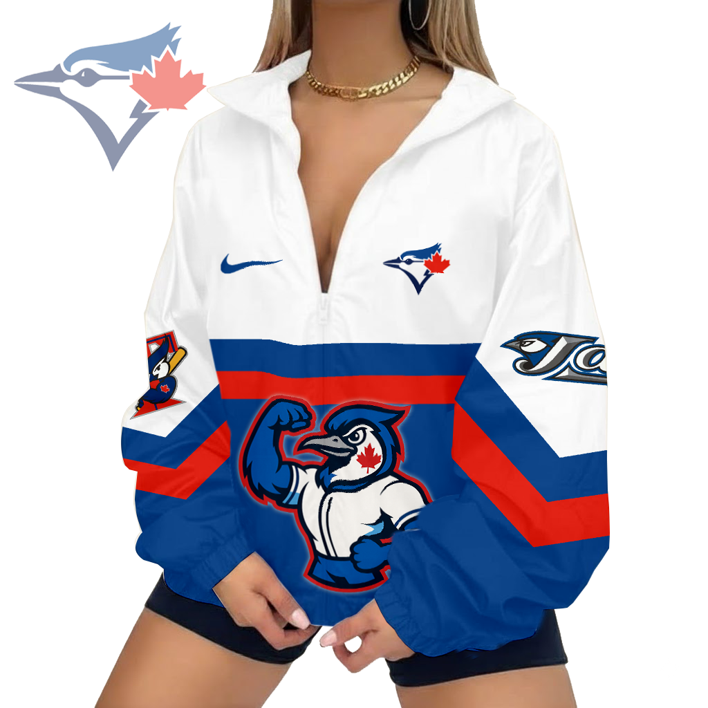 LIMITED EDITION - NEW CUSTOMIZED MLB12 TBJ TORONTO BLUE JAYS V-NECK ZIPPER JACKET